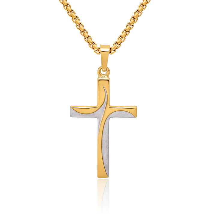 14K Solid Yellow Gold Latin Mexican Holy Cross Necklace Religious Chain Pendant Jesus Christ Christian Charm