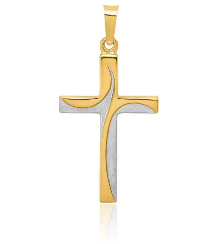 14K Solid Yellow Gold Latin Mexican Holy Cross Necklace Religious Chain Pendant Jesus Christ Christian Charm