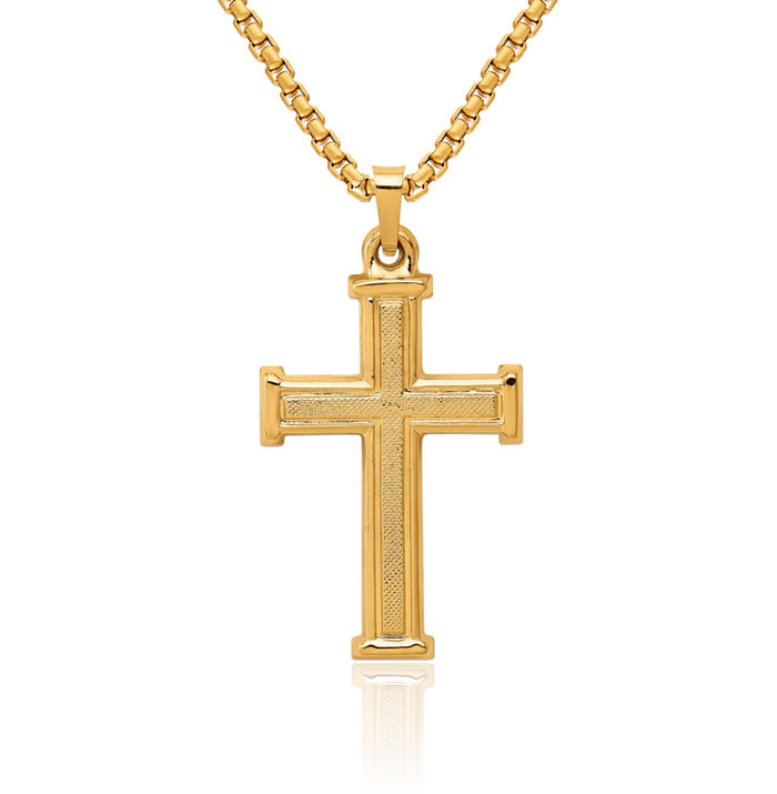 14K Solid Yellow Gold Latin Mexican Holy Cross Necklace Religious Chain Pendant Jesus Christ Christian Charm