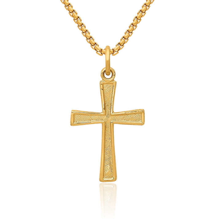 14K Solid Yellow Gold Latin Mexican Holy Cross Necklace Religious Chain Pendant Jesus Christ Charm