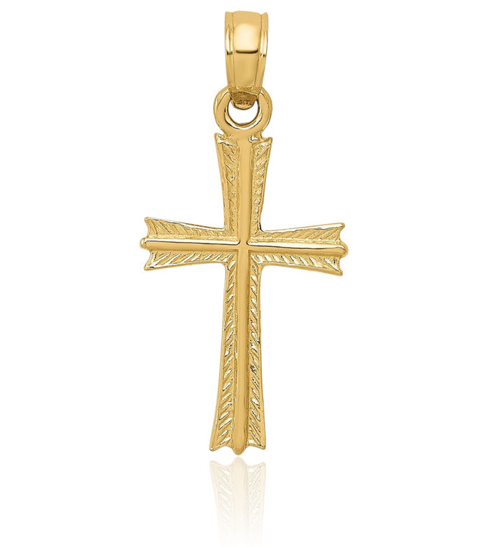 14K Solid Yellow Gold Latin Mexican Holy Cross Necklace Religious Chain Pendant Jesus Christ Charm