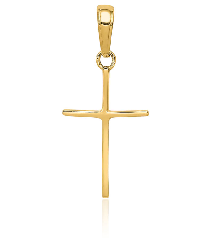 14K Solid Yellow Gold Latin Mexican Holy Cross Necklace Religious Chain Pendant Jesus Christ Charm