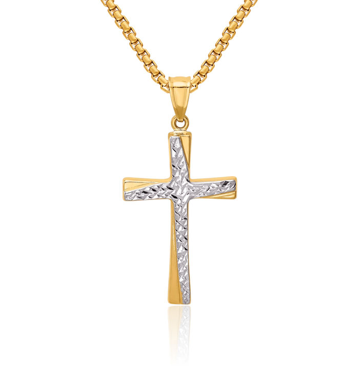 14k Solid Gold Cross Necklace For Men Large Modern Cross Pendant In — free download