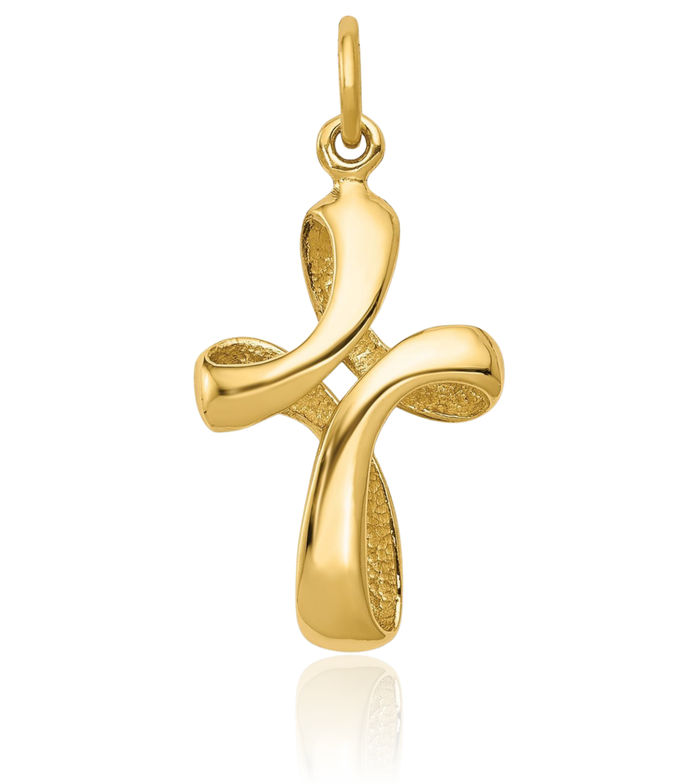 14K Solid Yellow Gold Holy Cross Necklace Religious Chain Pendant Jesus Christ Charm