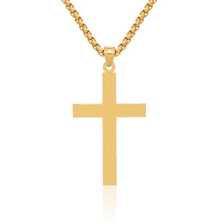 14K Solid Yellow Gold Latin Mexican Holy Cross Necklace Religious Chain Pendant Jesus Christ Charm