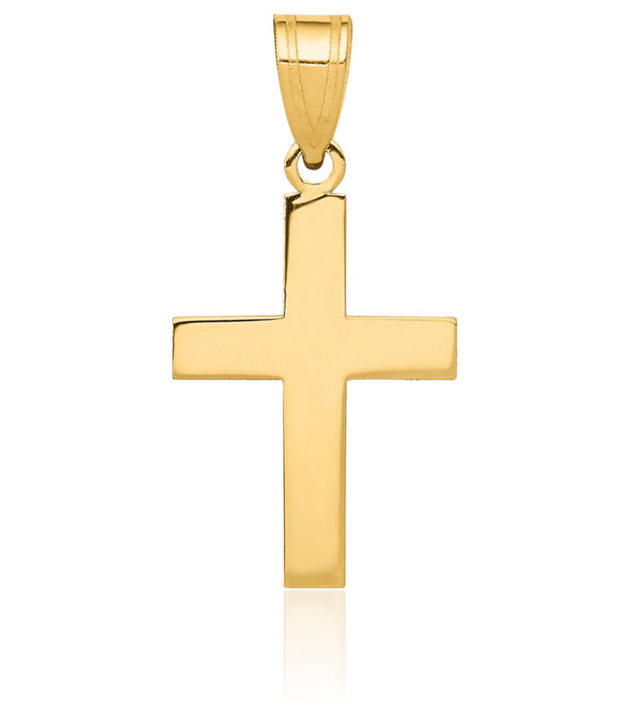 14K Solid Yellow Gold Latin Mexican Holy Cross Necklace Religious Chain Pendant Jesus Christ Charm