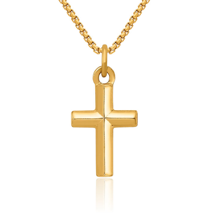 14K Solid Yellow Gold Latin Mexican Holy Cross Necklace Religious Chain Pendant Jesus Christ Charm