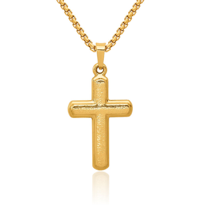 14K Solid Yellow Gold Latin Mexican Holy Cross Necklace Religious Chain Pendant Jesus Christ Christian Charm