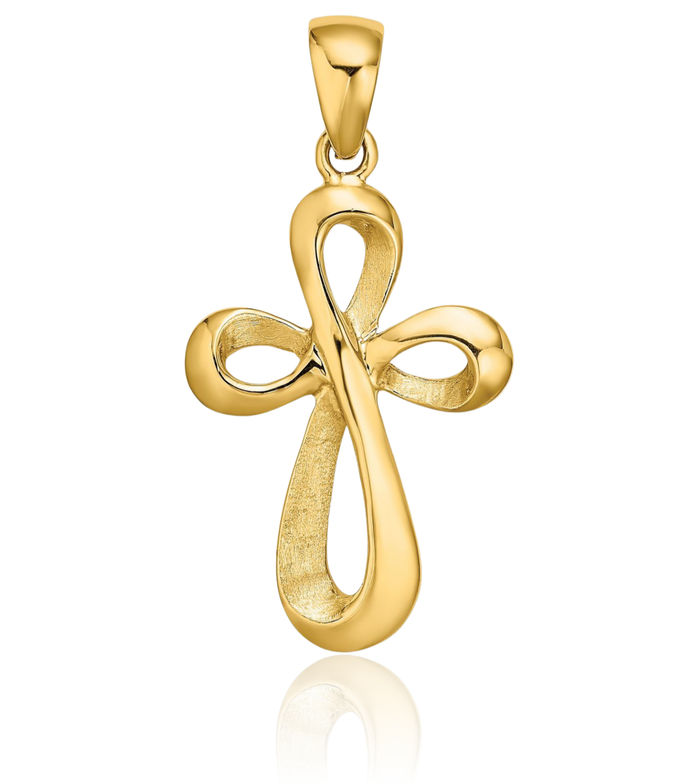 14K Solid Yellow Gold Holy Cross Necklace Religious Chain Pendant Jesus Christ Charm