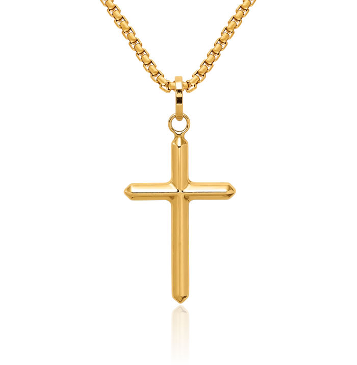 14K Solid Yellow Gold Latin Mexican Holy Cross Necklace Religious Chain Pendant Jesus Christ Christian Charm