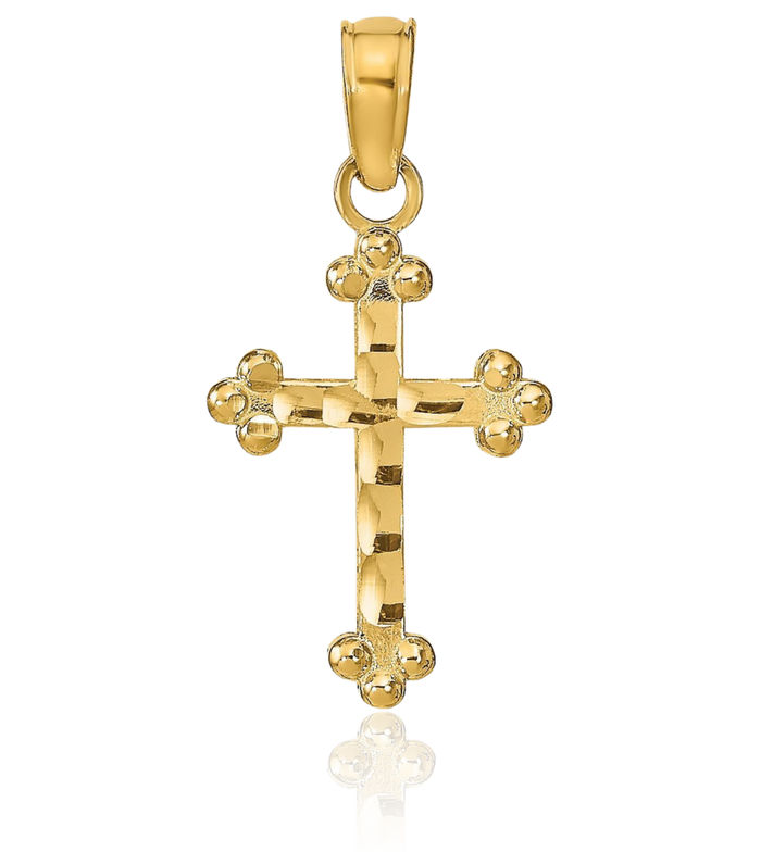 14K Solid Yellow Gold Holy Cross Necklace Religious Chain Pendant Jesus Christ Charm