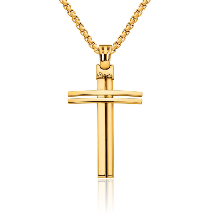 14K Solid Yellow Gold Holy Cross Necklace Religious Chain Pendant Jesus Christ Charm