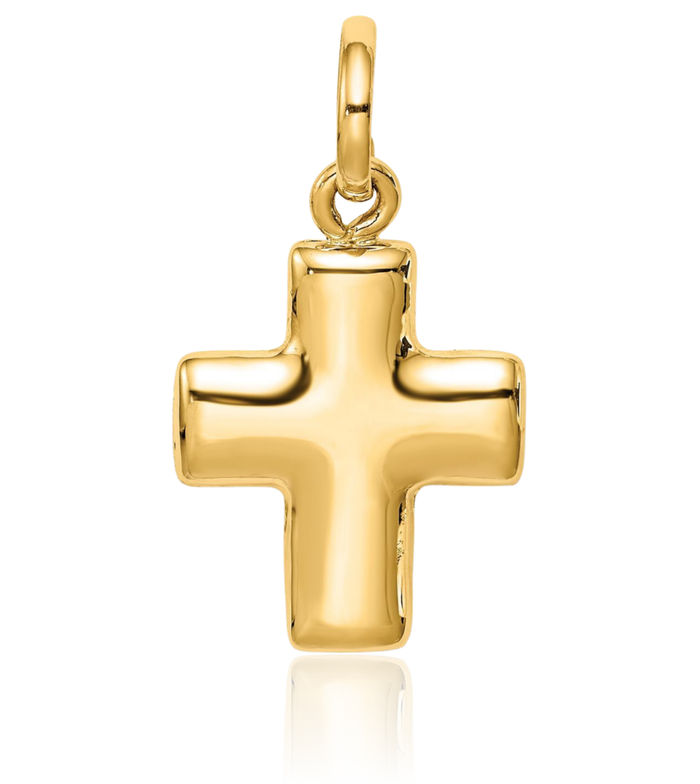 14K Solid Yellow Gold Holy Cross Necklace Religious Chain Pendant Jesus Christ Charm