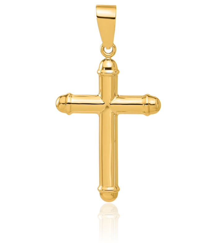 14K Solid Yellow Gold Holy Cross Necklace Religious Chain Pendant Jesus Christ Charm