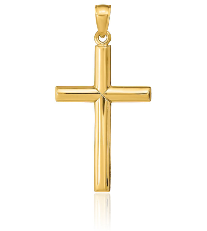 14K Solid Yellow Gold Latin Mexican Holy Cross Necklace Religious Chain Pendant Jesus Christ Charm