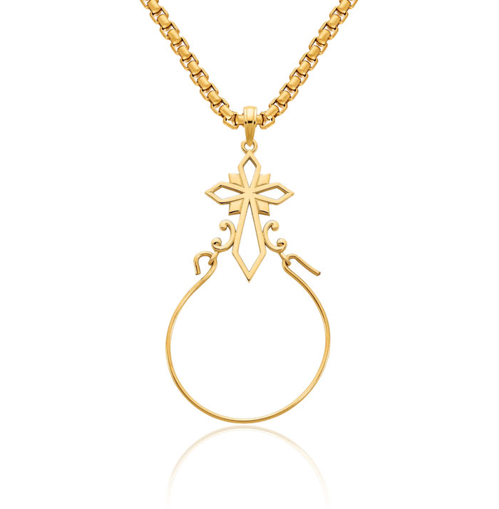 14K Solid Yellow Gold Cross Necklace Religious Chain Pendant Jesus Christ Charm Holder