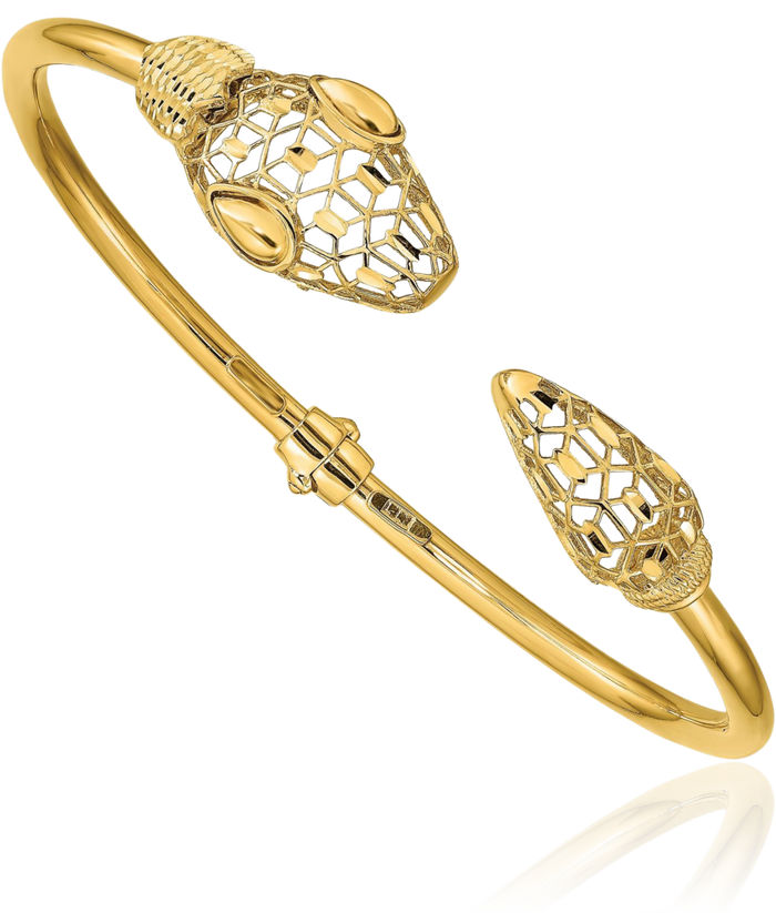 14K Solid Yellow Gold Cubetto Omega Snake Bangle Bracelet