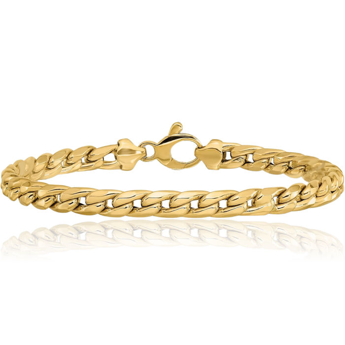 14K Solid Yellow Gold Curb Link Chain Bracelet