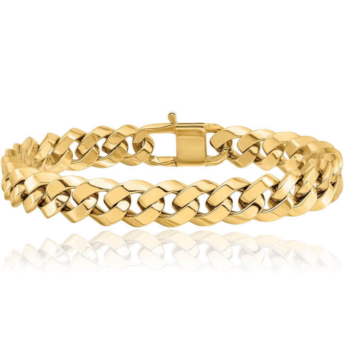 14K Solid Yellow Gold Curb Link Chain Bracelet