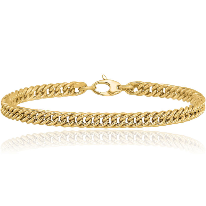 14K Solid Yellow Gold Curb Link Chain Bracelet