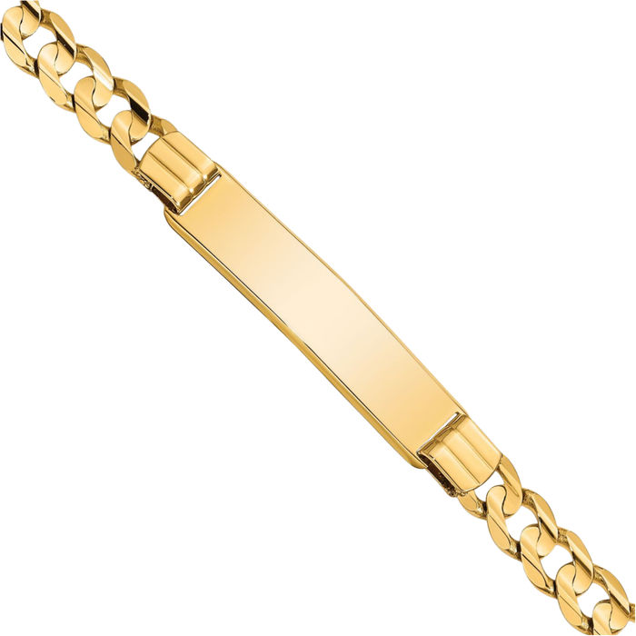 14K Solid Yellow Gold Curb Link Name Bar Identification ID Bracelet