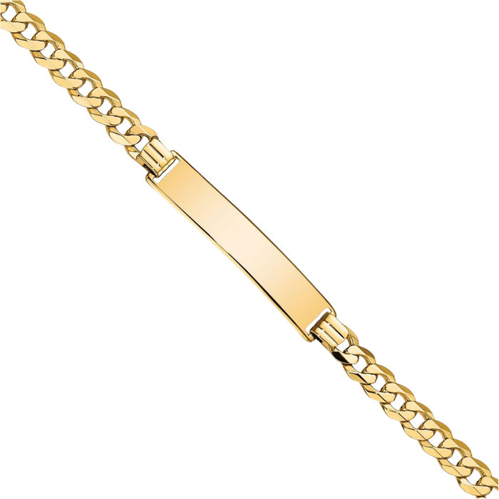 14K Solid Yellow Gold Curb Link Name Bar Identification ID Bracelet