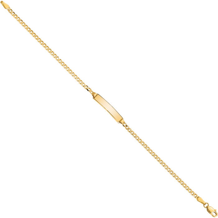 14K Solid Yellow Gold Curb Link Name Bar Identification ID Bracelet