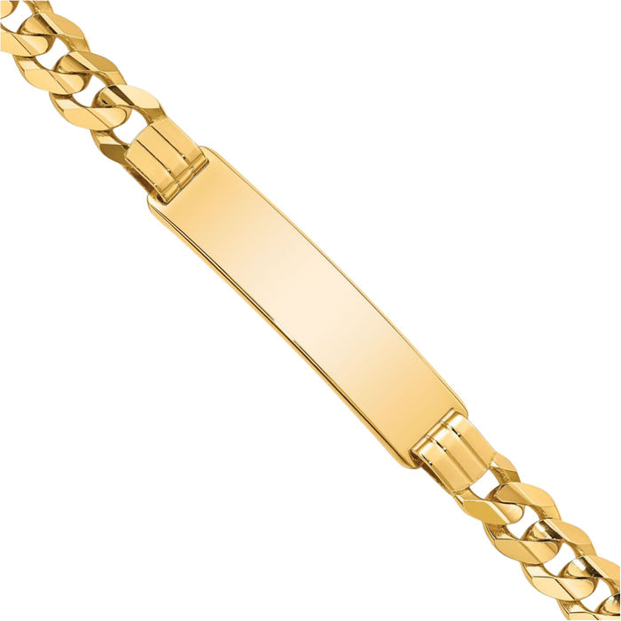 14K Solid Yellow Gold Curb Link Name Bar Identification ID Bracelet