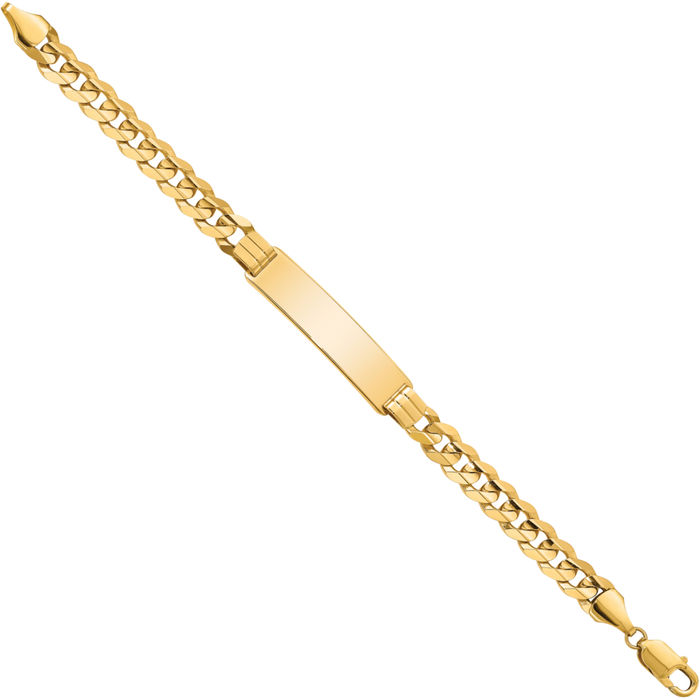 14K Solid Yellow Gold Curb Link Name Bar Identification ID Bracelet