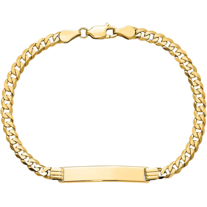 14K Solid Yellow Gold Curb Link Name Bar Identification ID Bracelet