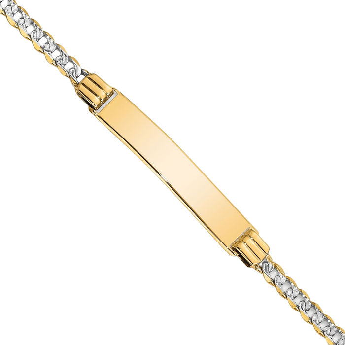 14K Solid Yellow Gold Curb Link Name Bar Identification ID Bracelet