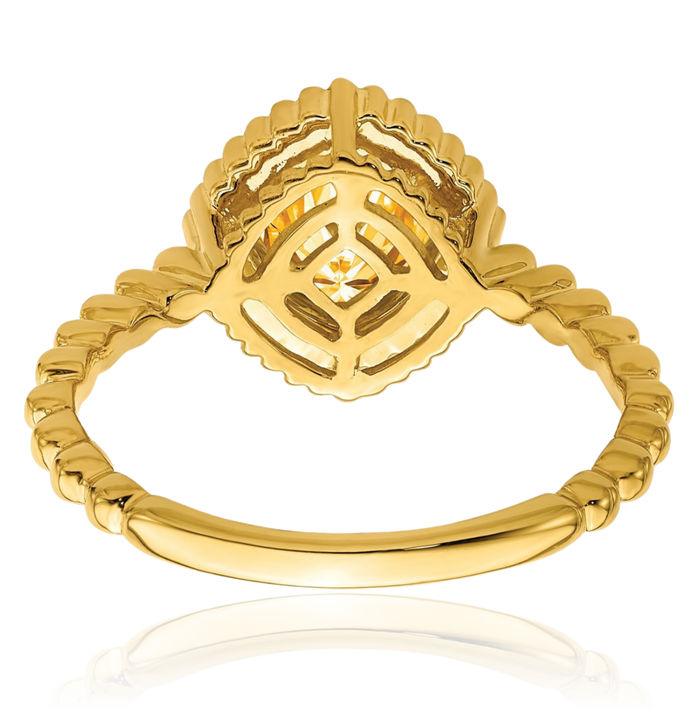 14K Solid Yellow Gold Cushion-Cut Orange Citrine Ring Gemstone Band November Birthstone Jewelry