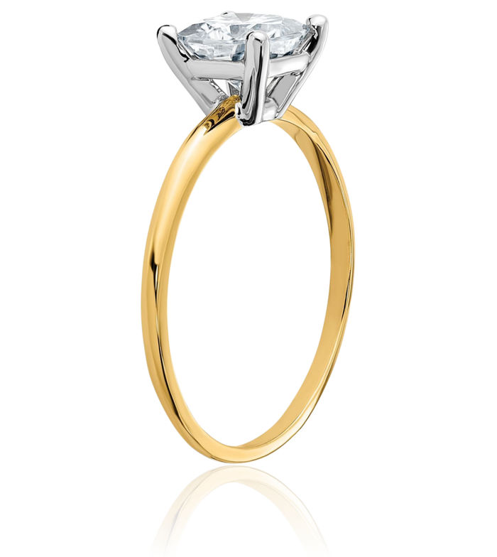 14K Solid Yellow Gold Cushion-Cut Moissanite Solitaire Engagement Ring