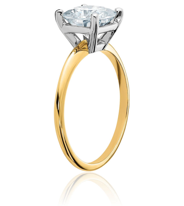 14K Solid Yellow Gold Cushion-Cut Moissanite Solitaire Engagement Ring