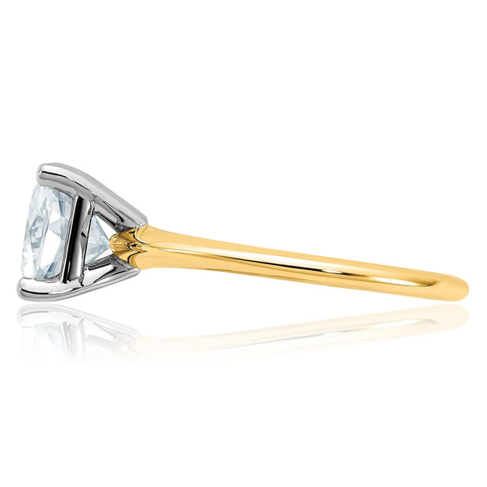 14K Solid Yellow Gold Cushion-Cut Moissanite Solitaire Engagement Ring