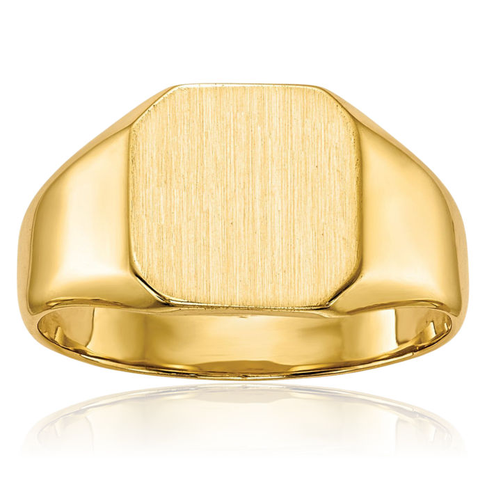 14K Solid Yellow Gold Custom Engraved Signet Ring Handmade Personalized Monogram Initial Letter Band