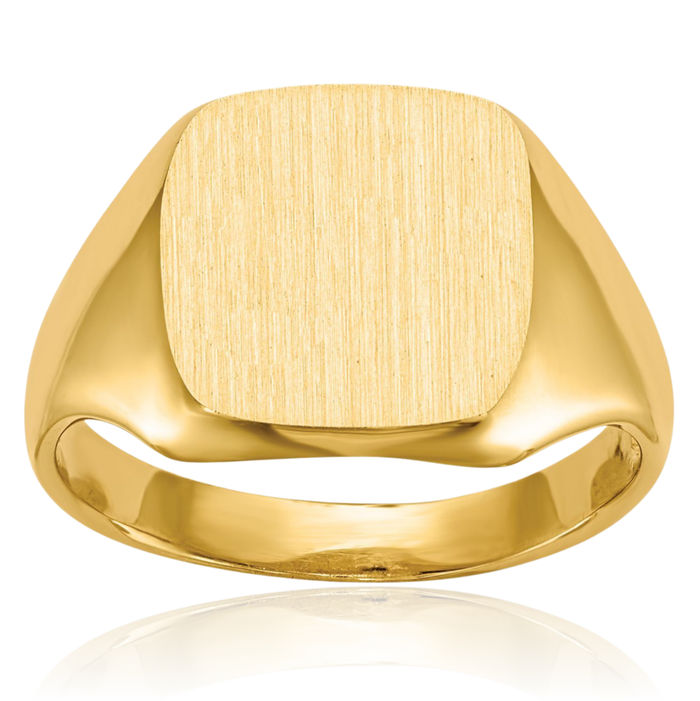 14K Solid Yellow Gold Custom Engraved Signet Ring Handmade Personalized Monogram Initial Letter Band