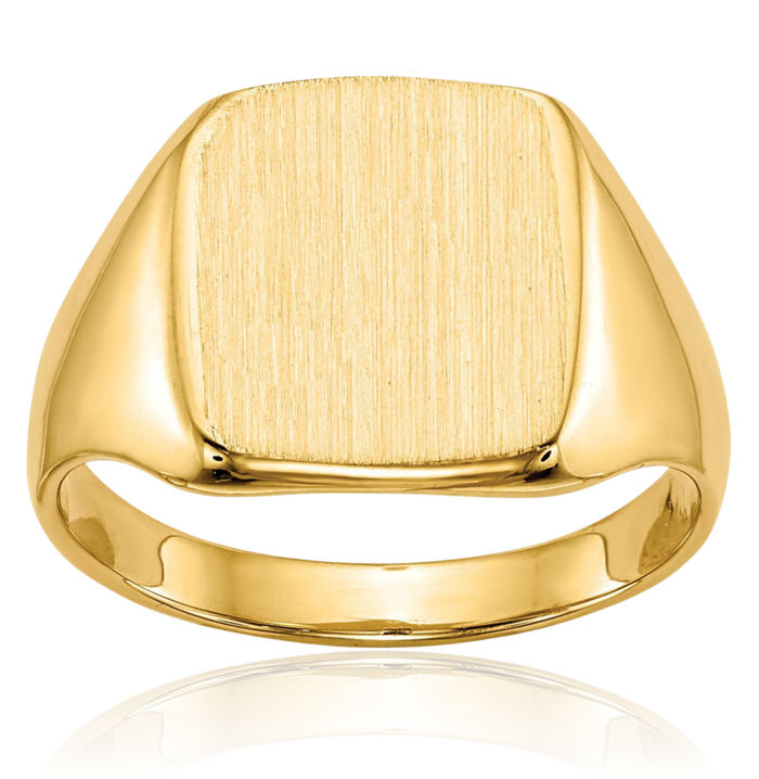 10K Solid Yellow Gold Custom Engraved Signet Ring Handmade Personalized Monogram Initial Letter Band