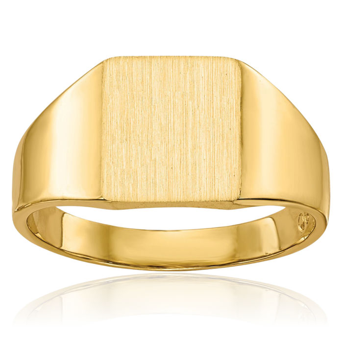 14K Solid Yellow Gold Custom Engraved Signet Ring Handmade Personalized Monogram Initial Letter Band