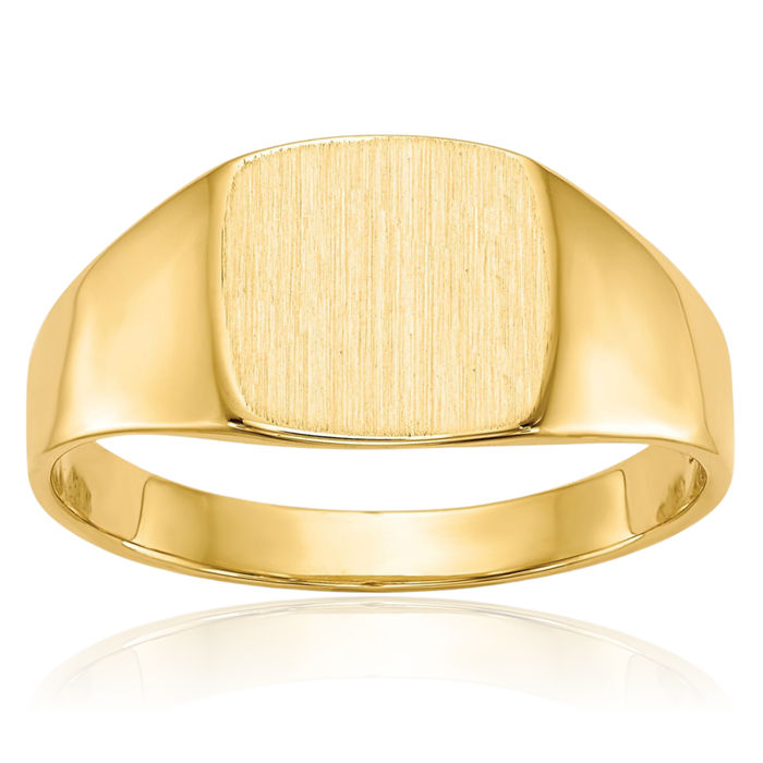 10K Solid Yellow Gold Custom Engraved Signet Ring Handmade Personalized Monogram Initial Letter Band