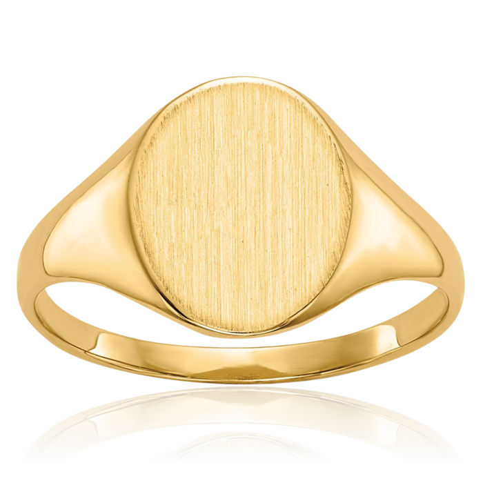 14K Solid Yellow Gold Custom Engraved Signet Ring Handmade Personalized Monogram Initial Letter Band