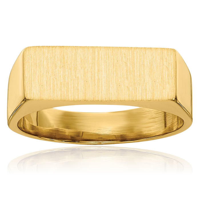 14K Solid Yellow Gold Custom Engraved Signet Ring Handmade Personalized Monogram Initial Letter Band