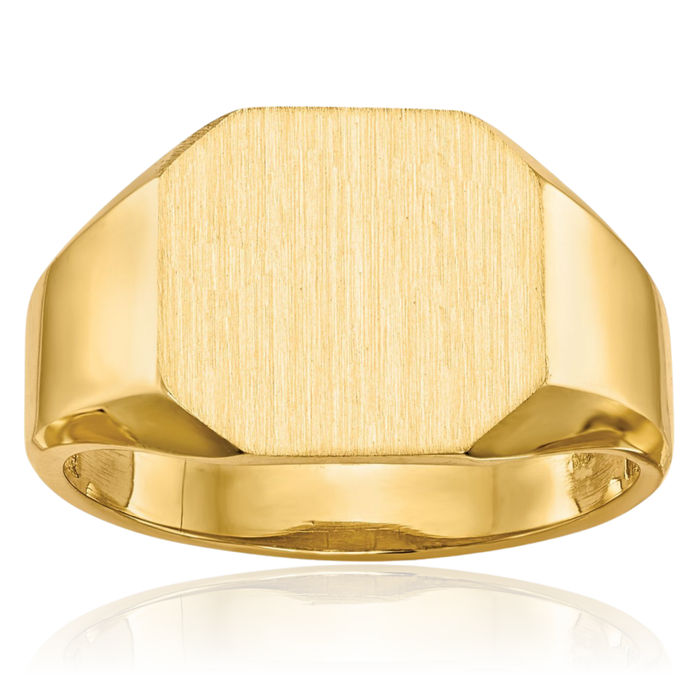 14K Solid Yellow Gold Custom Engraved Signet Ring Handmade Personalized Monogram Initial Letter Band