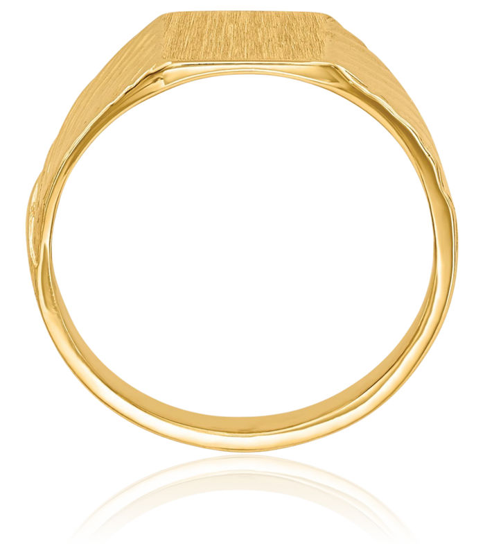 14K Solid Yellow Gold Custom Engraved Signet Ring Handmade Personalized Monogram Initial Letter Band