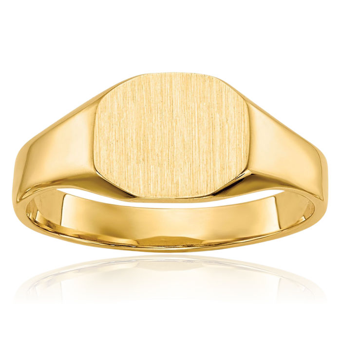 14K Solid Yellow Gold Custom Engraved Signet Ring Handmade Personalized Monogram Initial Letter Band