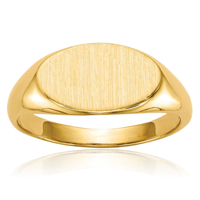 14K Solid Yellow Gold Custom Engraved Signet Ring Handmade Personalized Monogram Initial Letter Band