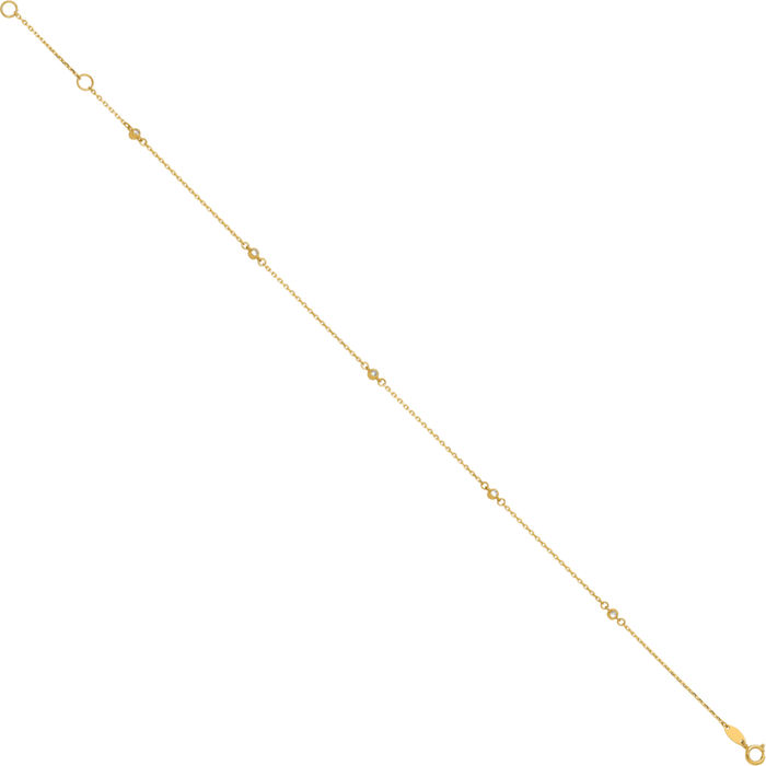 14K Solid Yellow Gold Cubic Zirconia CZ 5 Station Anklet Summer Beach Foot Ankle Bracelet