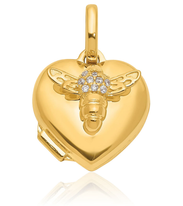 14k Yellow Gold Bumble Bee Charm with Cubic Zirconia 14k Yellow Gold Bumble Bee Charm with Cubic Zirconia