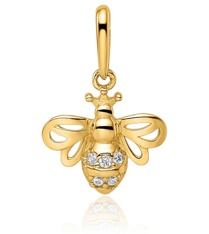 14k Yellow Gold Bumble Bee Charm with Cubic Zirconia 14k Yellow Gold Bumble Bee Charm with Cubic Zirconia