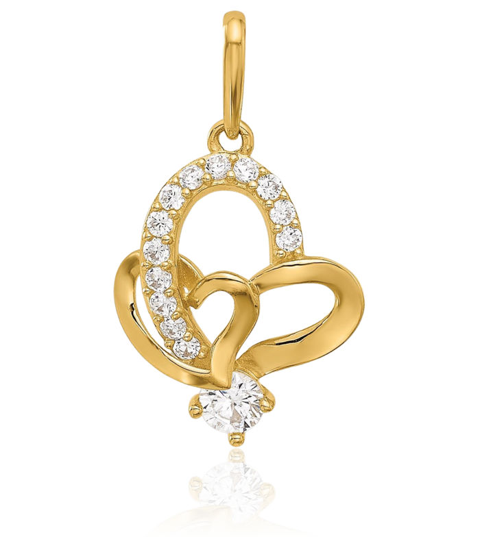 14K Solid Yellow Gold Double Heart Necklace - Love Pendant Charm, Gift Box Included, Lifetime Warranty - View #8